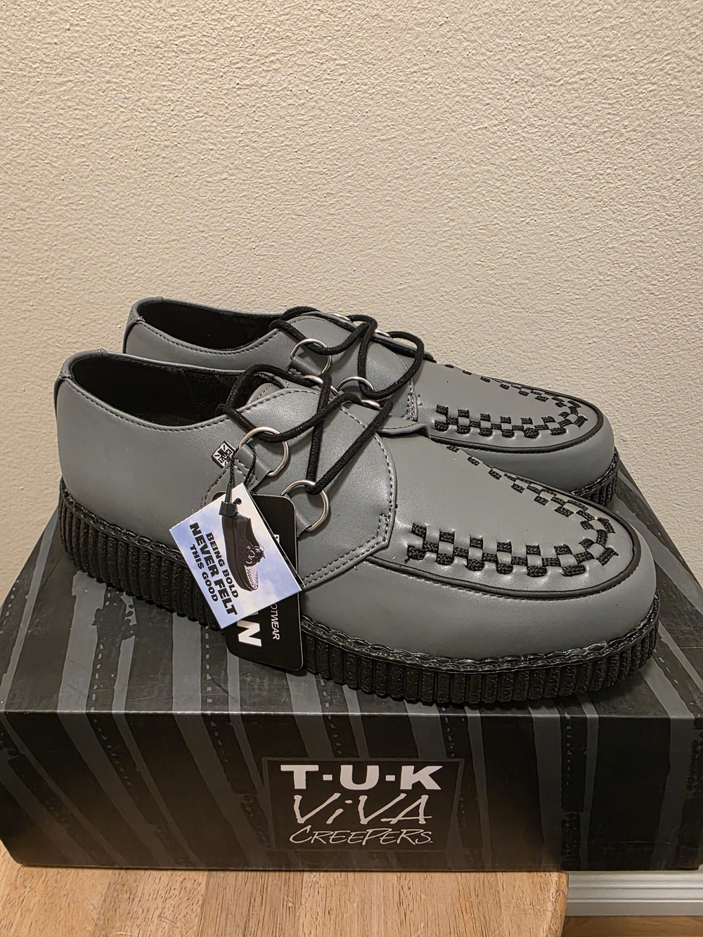 NWT T.U.K Grey Viva Creepers Shoes